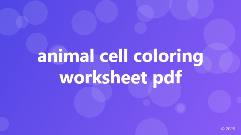 animal cell coloring worksheet pdf