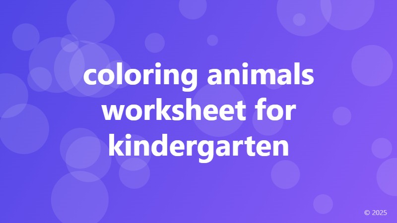 coloring animals worksheet for kindergarten