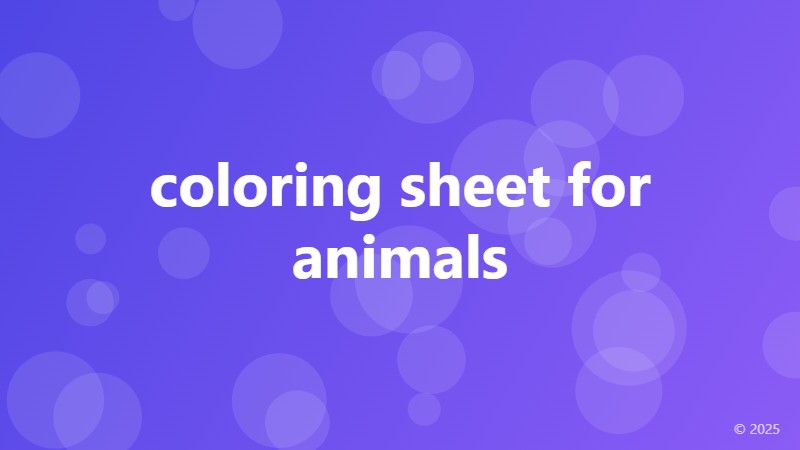 coloring sheet for animals