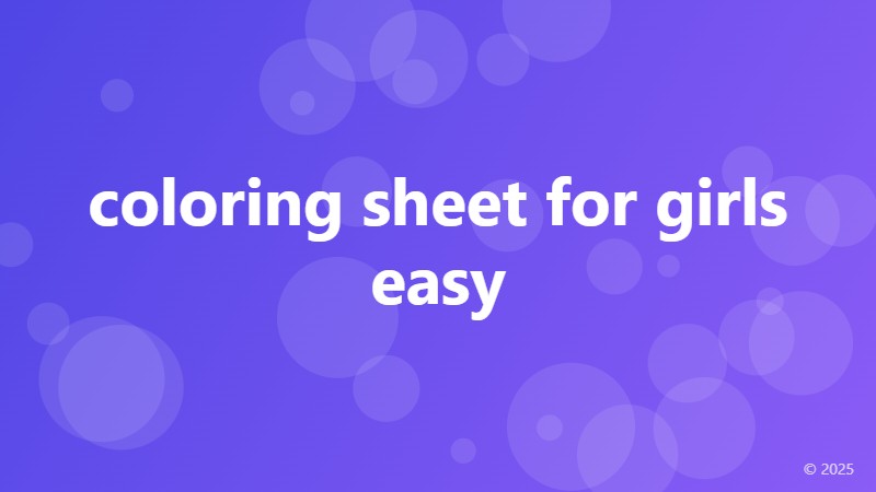coloring sheet for girls easy