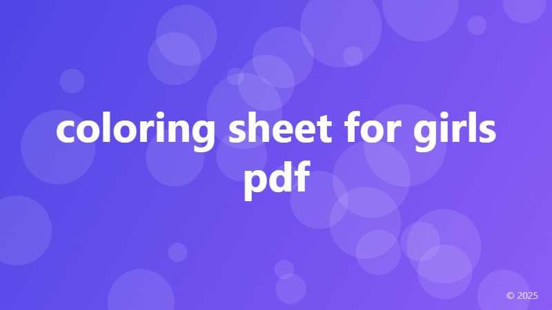 coloring sheet for girls pdf