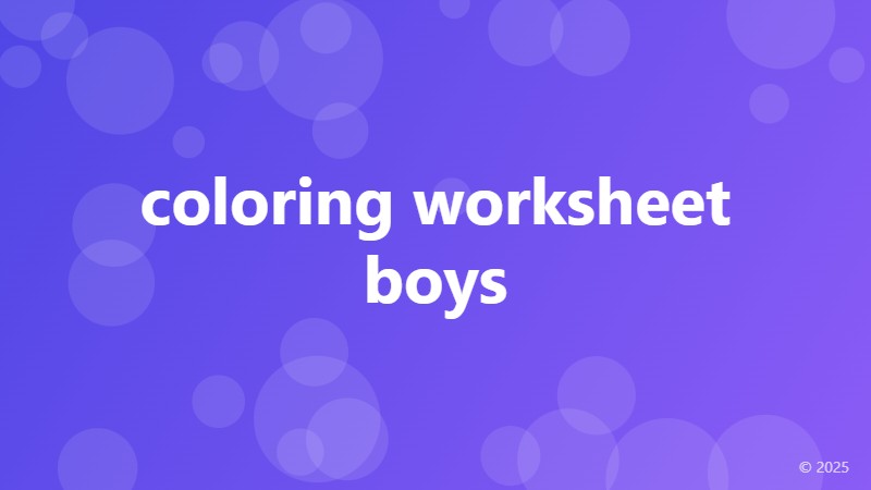 coloring worksheet boys