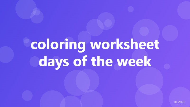 coloring worksheet days of the week