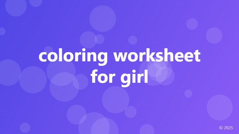 coloring worksheet for girl