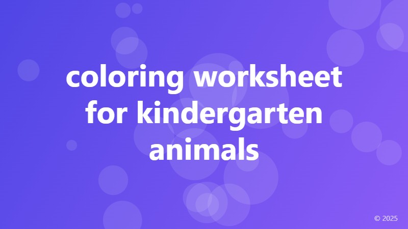 coloring worksheet for kindergarten animals