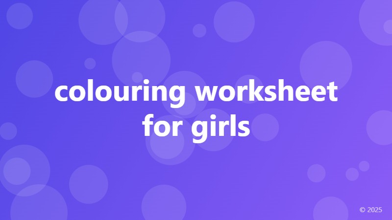 colouring worksheet for girls