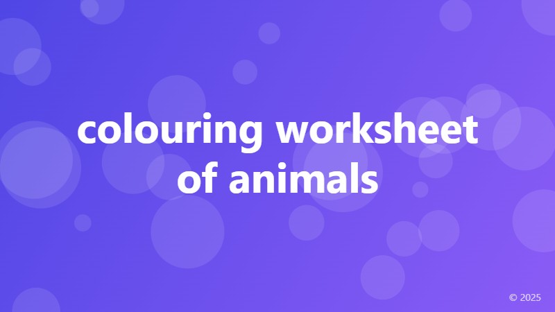 colouring worksheet of animals