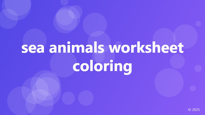 sea animals worksheet coloring
