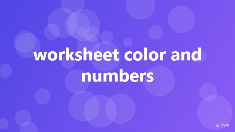 worksheet color and numbers