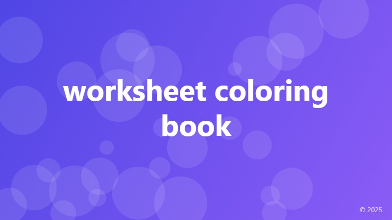 worksheet coloring book