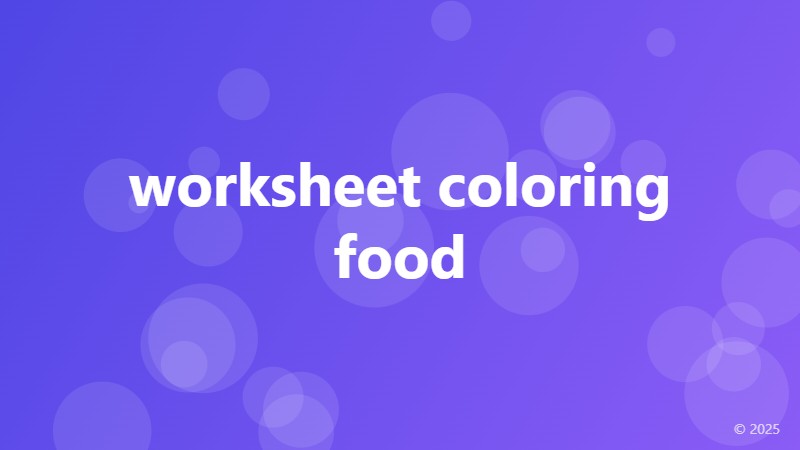 worksheet coloring food