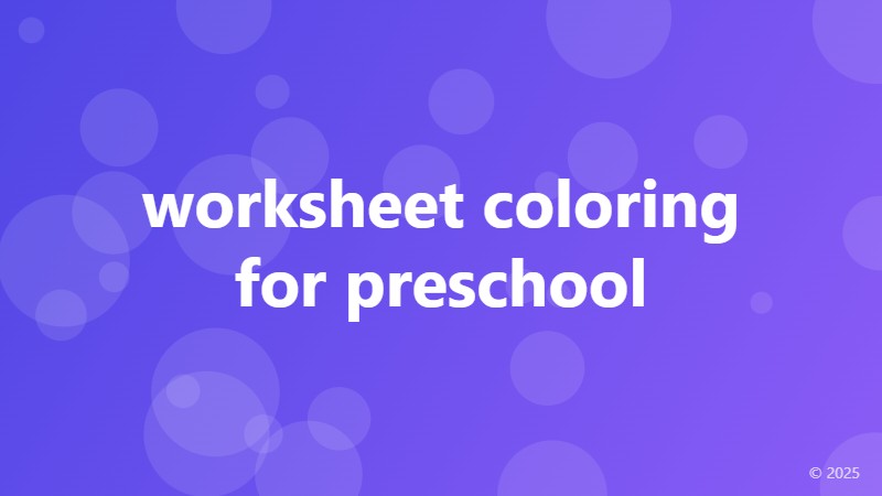 worksheet coloring for preschool