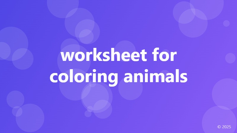 worksheet for coloring animals