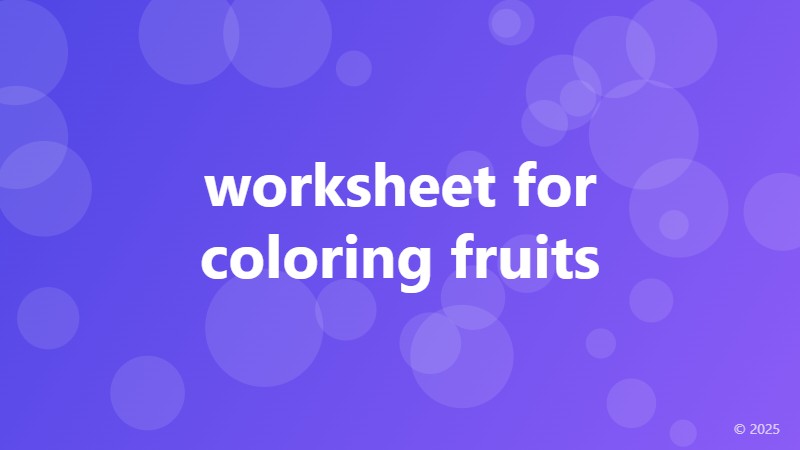 worksheet for coloring fruits