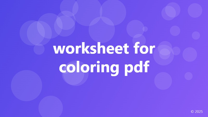 worksheet for coloring pdf