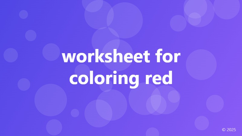 worksheet for coloring red