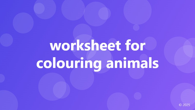 worksheet for colouring animals